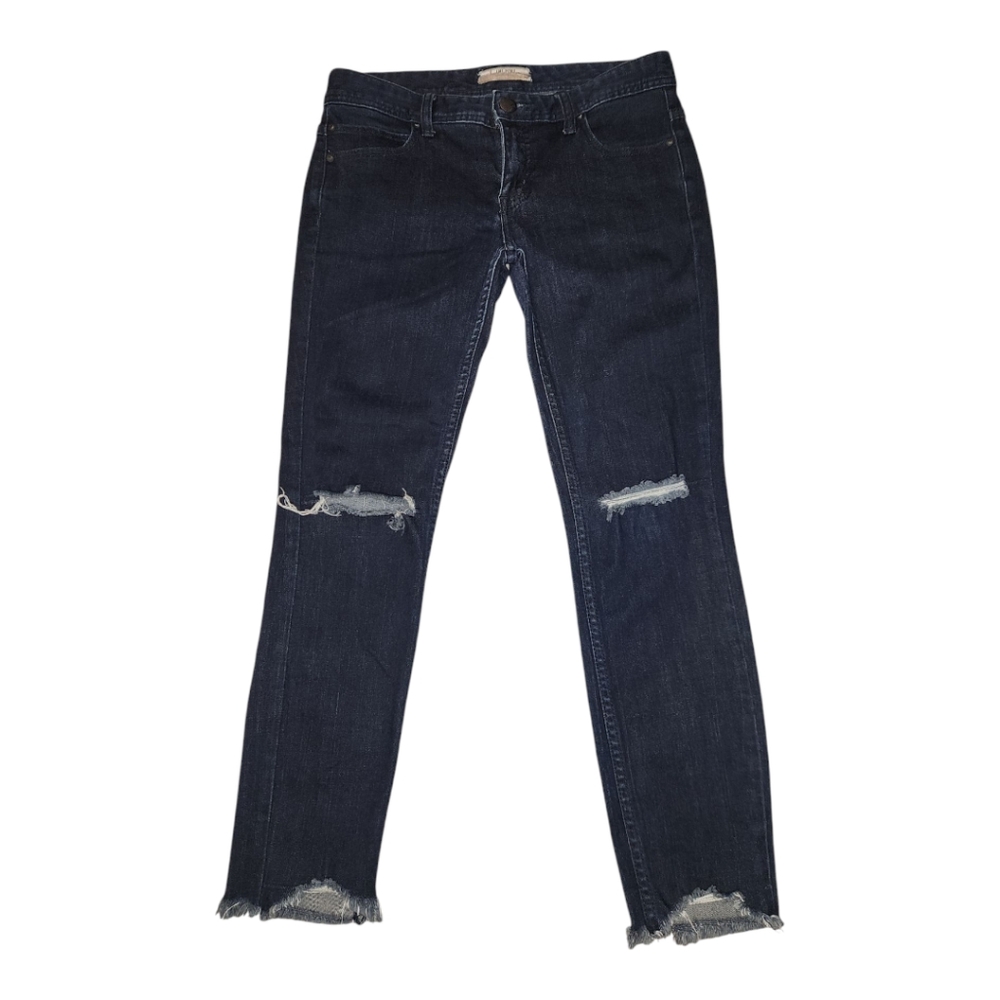Free People Women's Maggie Straight Leg Distressed Dark Wash Jeans